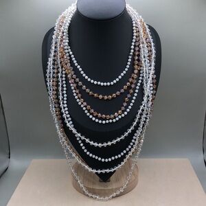 Bundle 3 long flapper infinity crystal glass necklaces layering